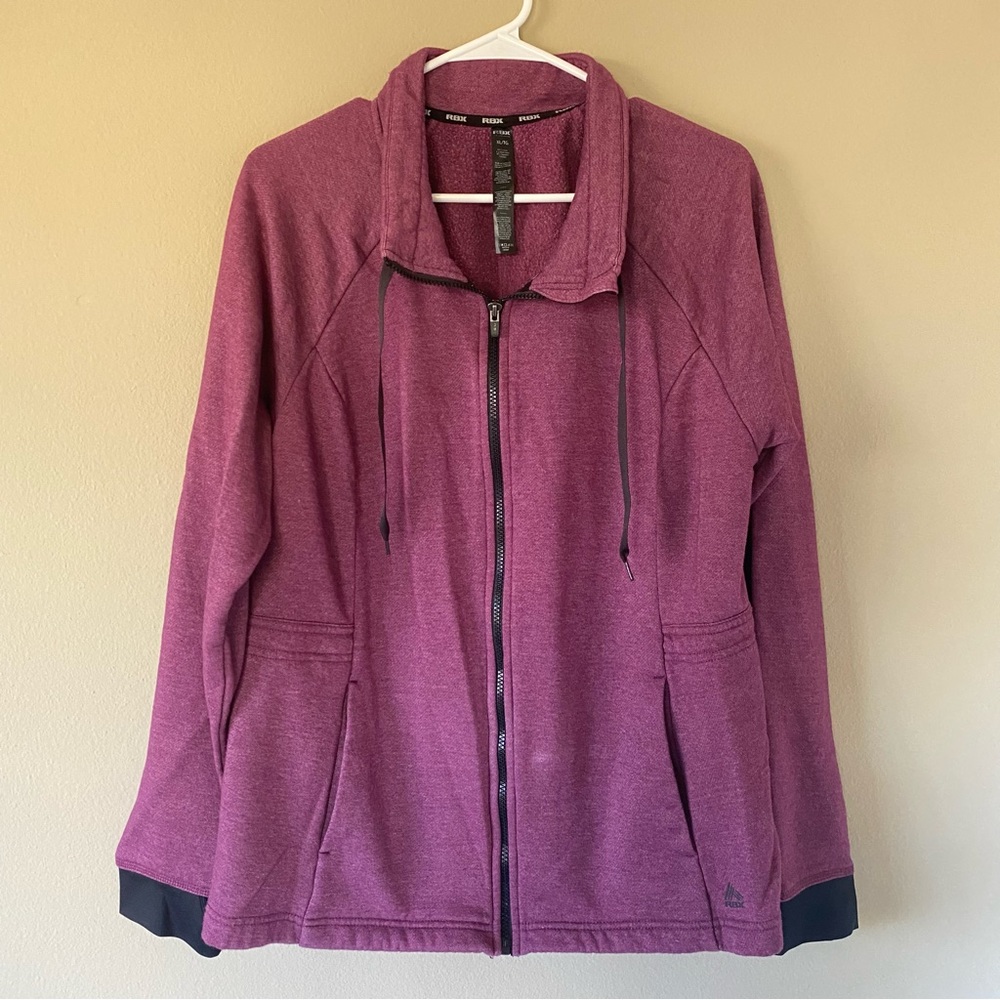 RBX Purple Sweatshirt Jacket Zip Up 2 Front Pockets